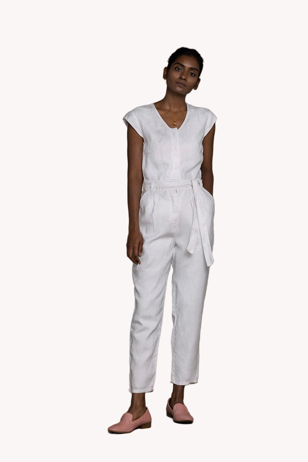 Evening Chai Jumpsuit in White