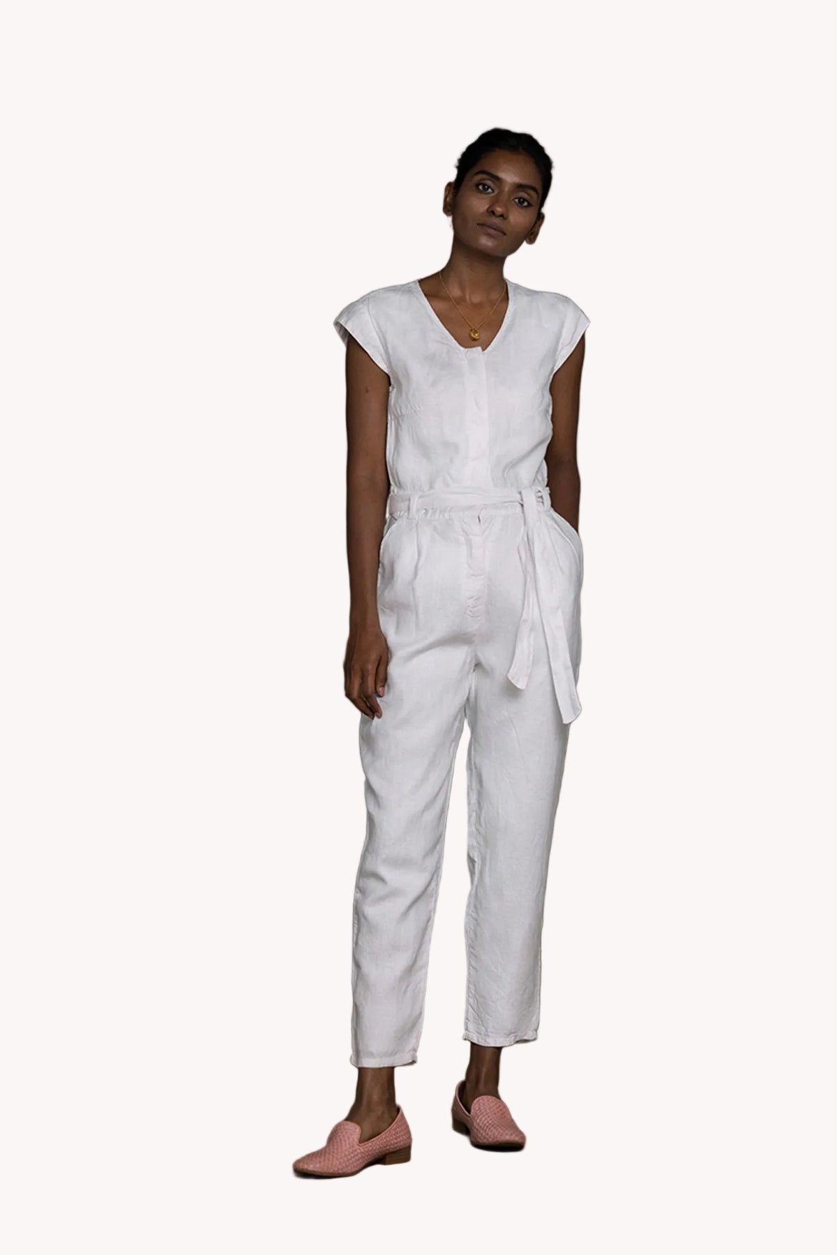 Evening Chai Jumpsuit in White