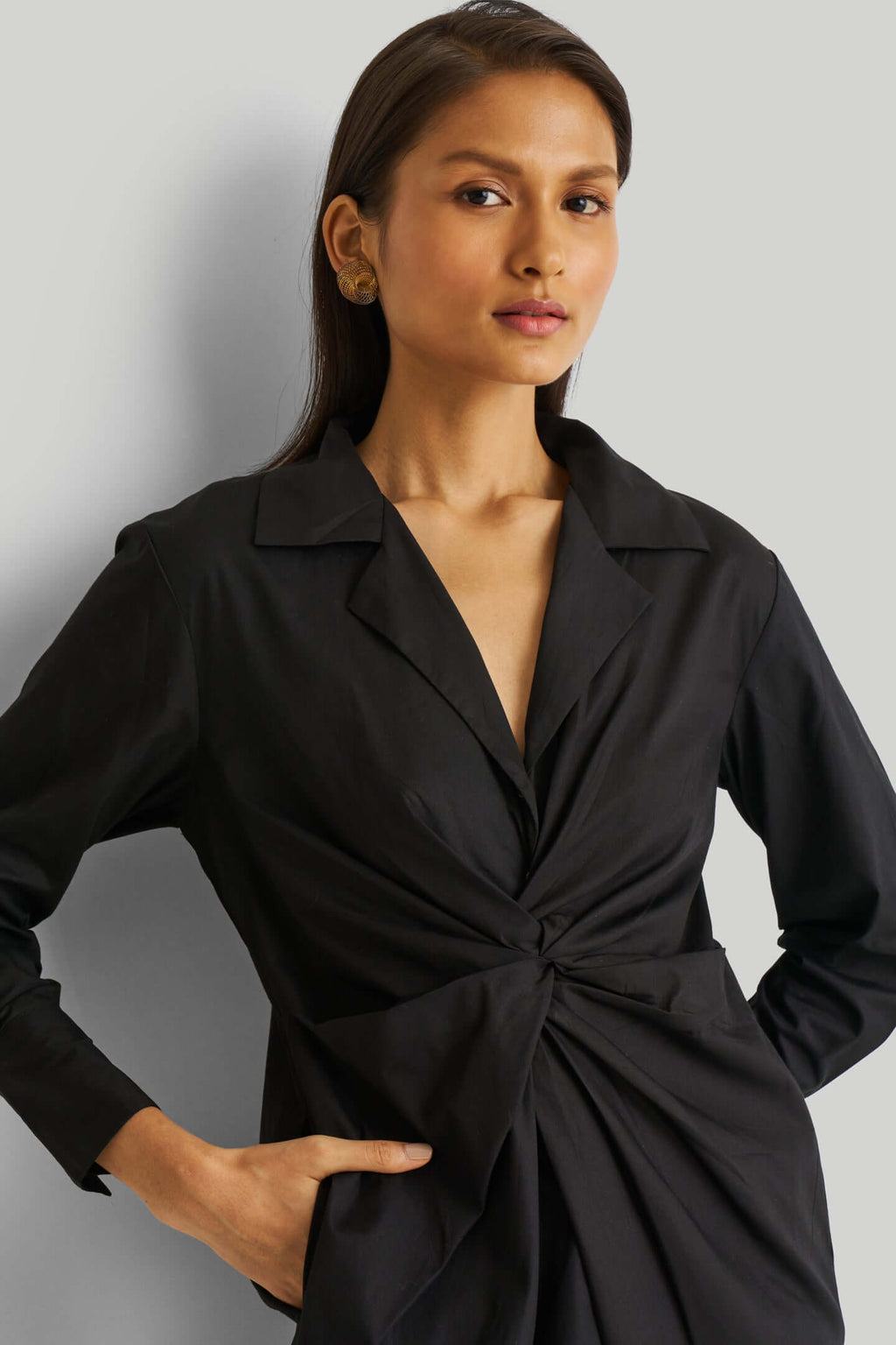 Front Twist Dress in Black