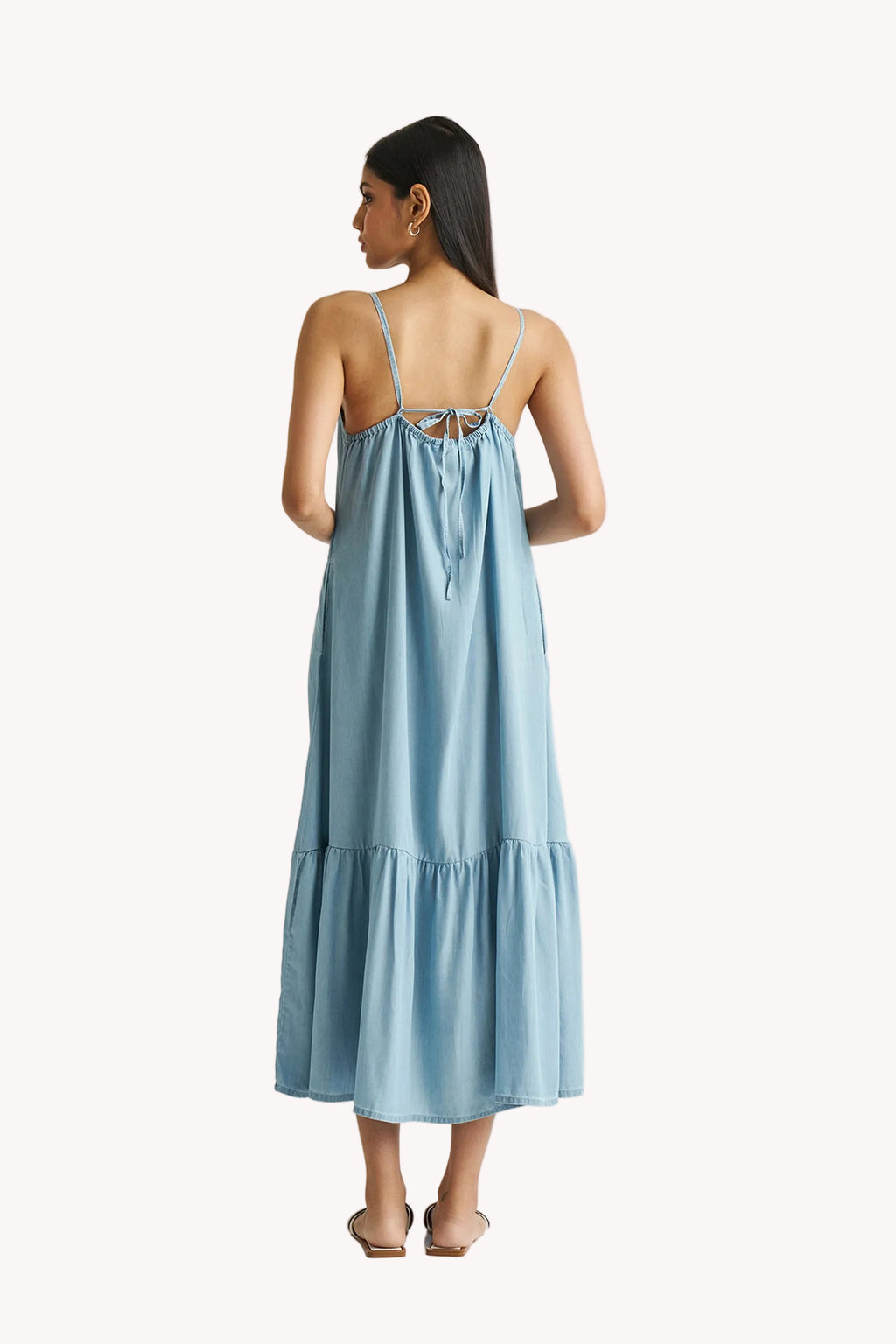 Flowy Maxi Dress in Blue Denim