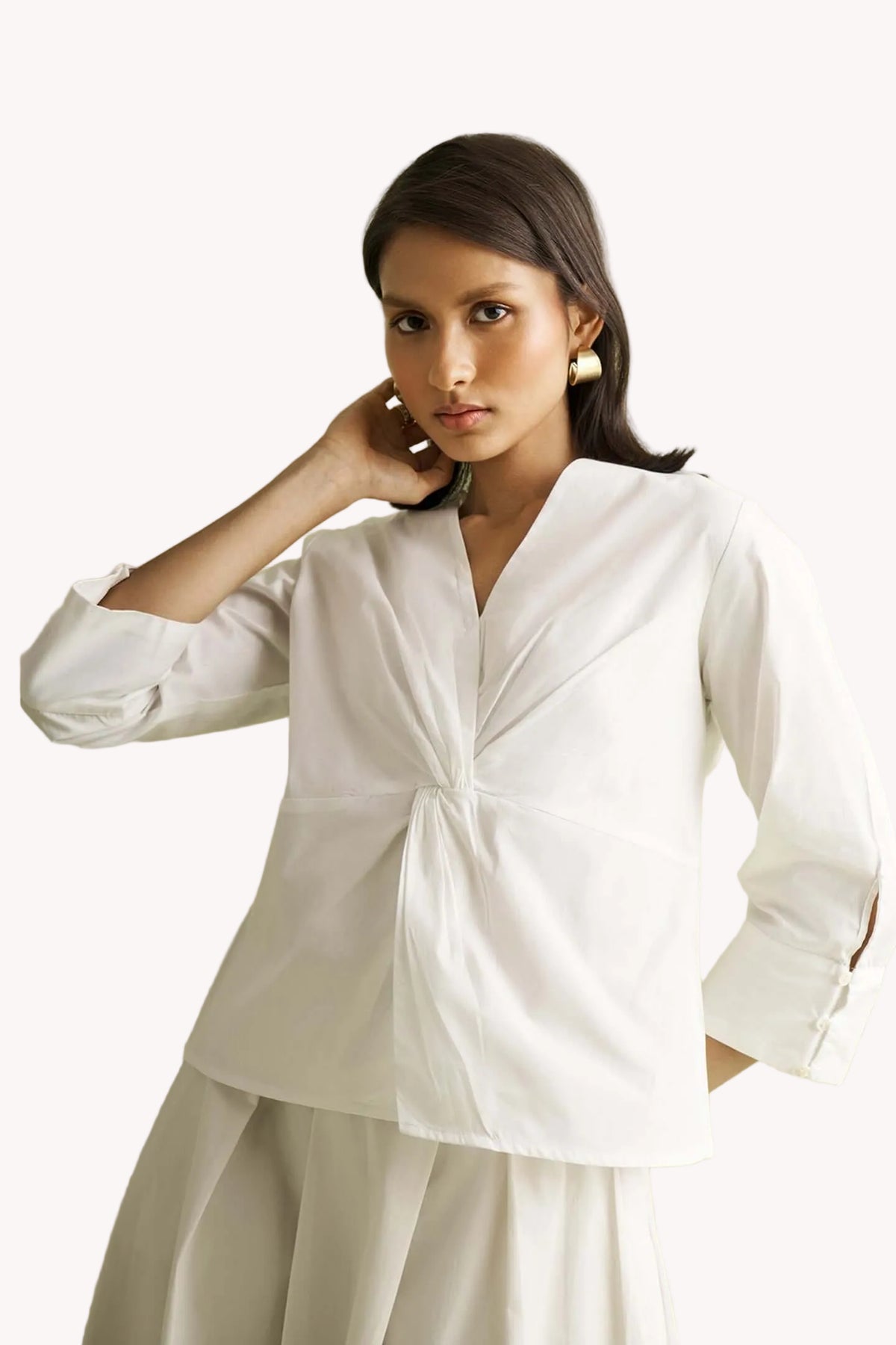 Front Twist Top in White