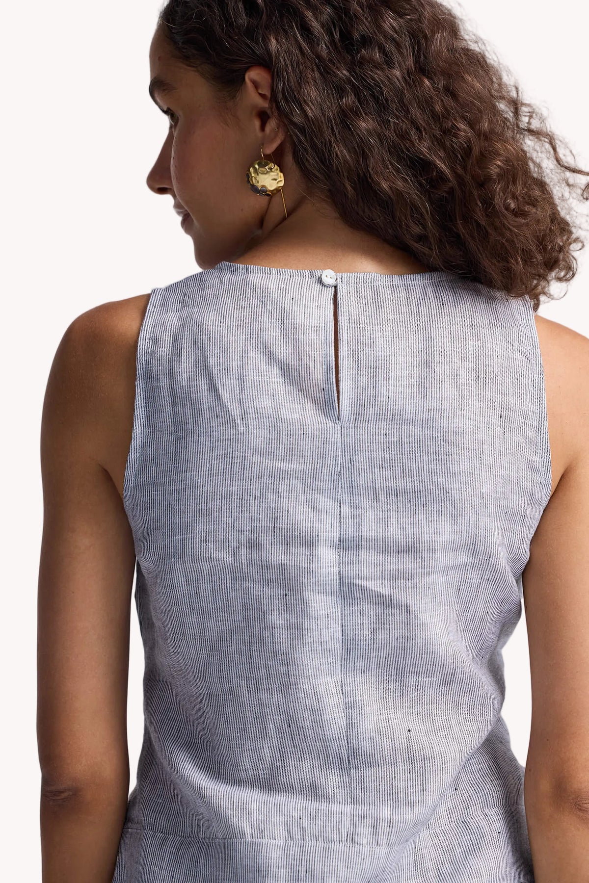 Front-tie Top in Linen Stripes