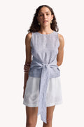Front-tie Top in Linen Stripes