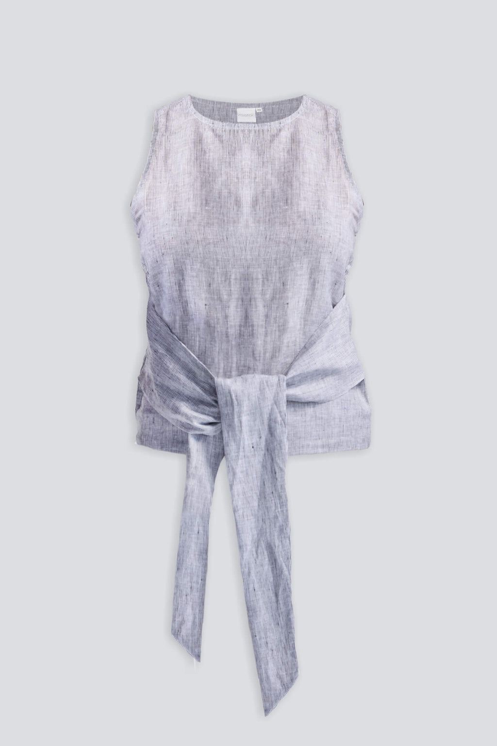 Front-tie Top in Linen Stripes