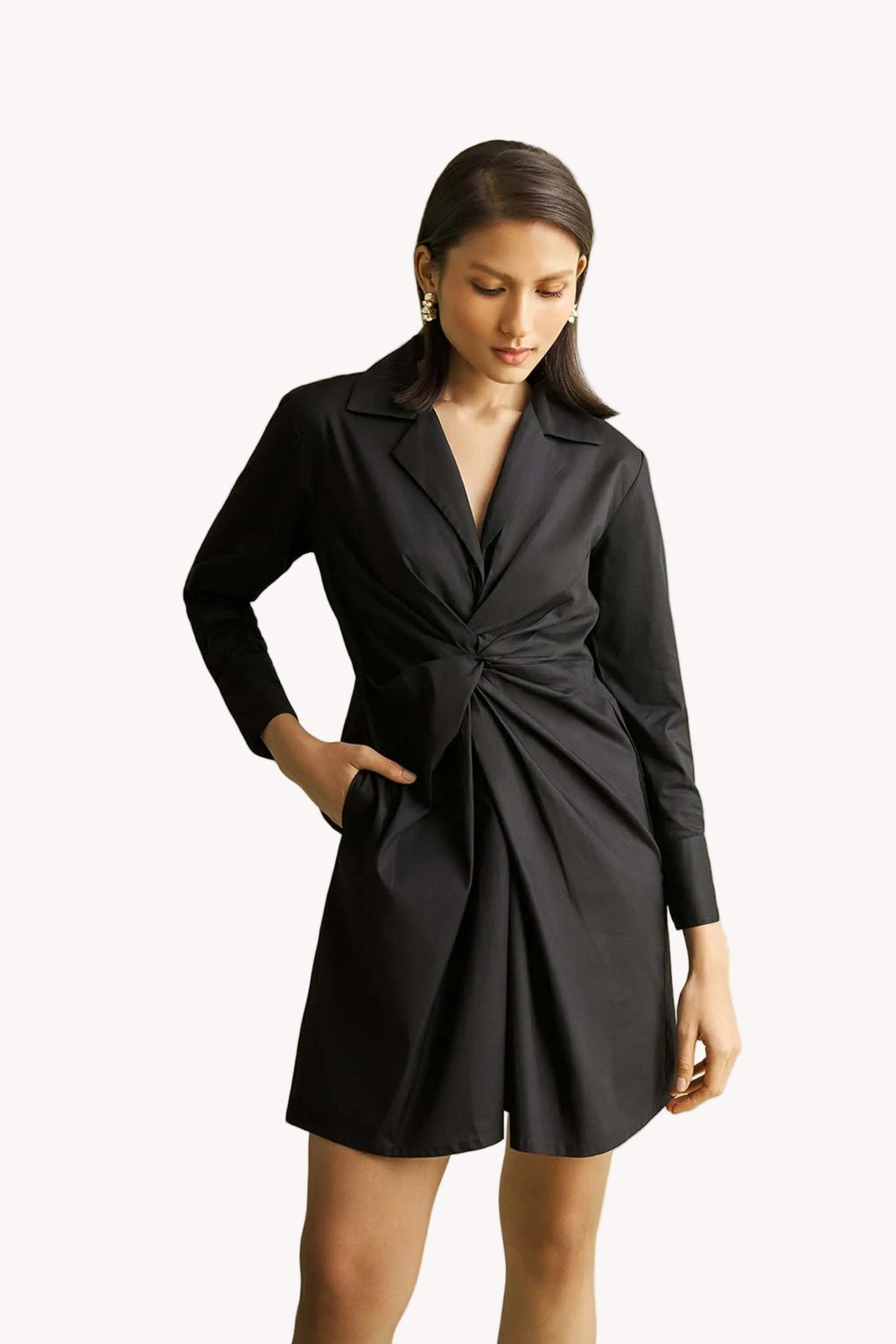 Front Twist Dress in Black