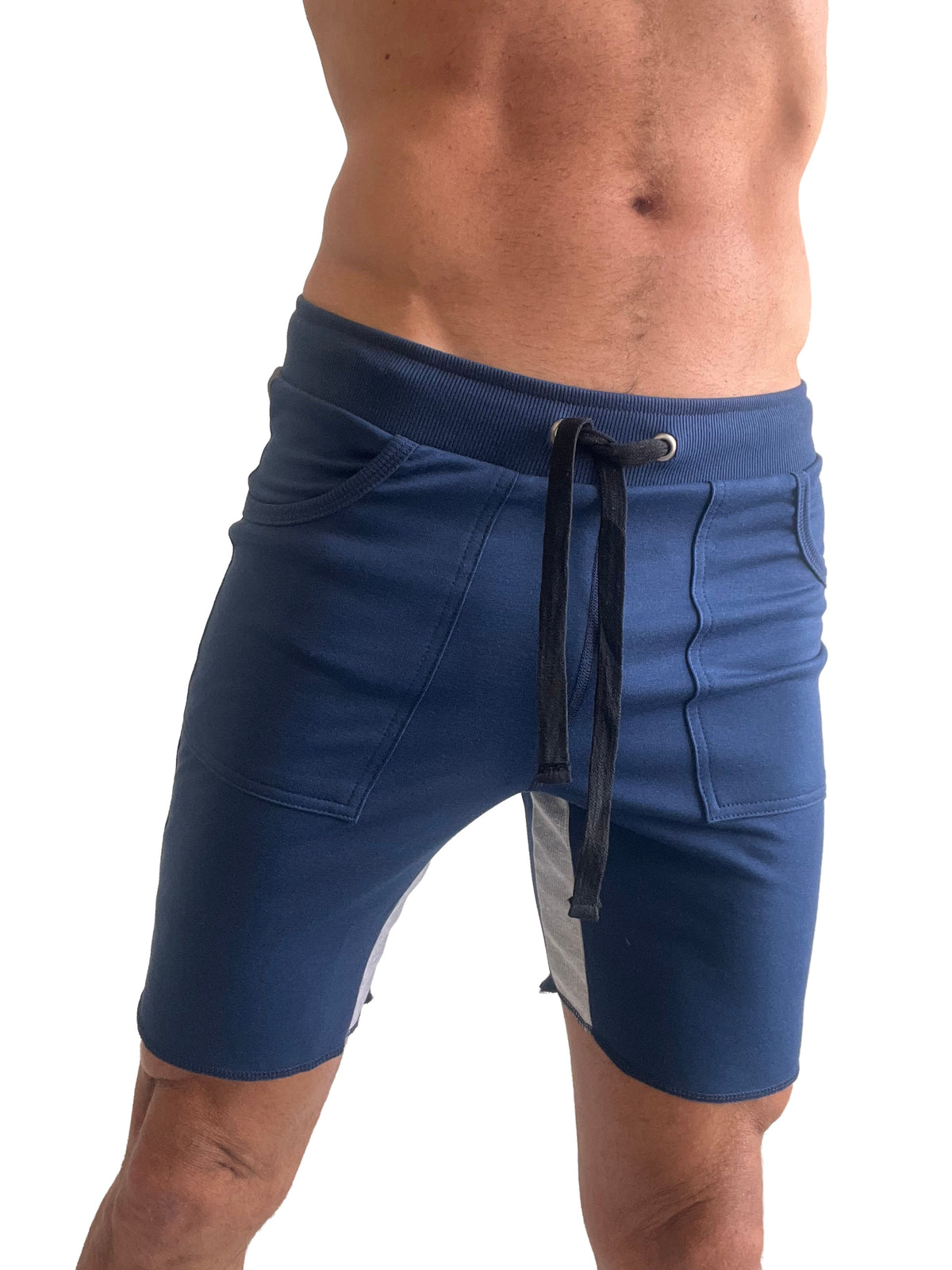 Tri-color Ultra-flex Yoga Track Short (Royal w/Charcoal & Gray)