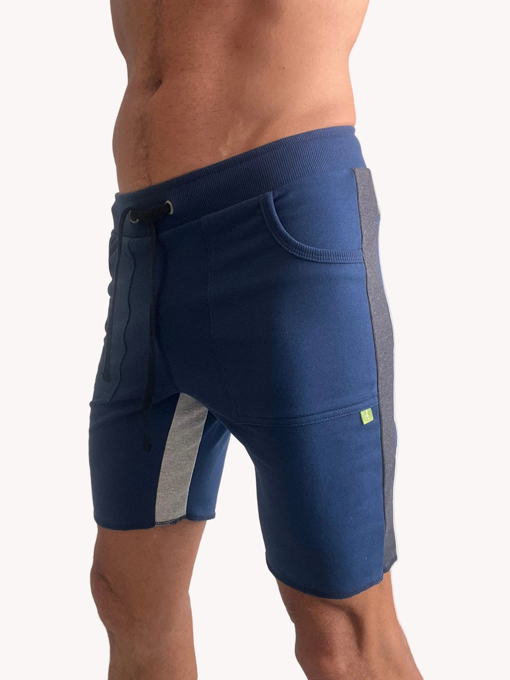 Tri-color Ultra-flex Yoga Track Short (Royal w/Charcoal & Gray)