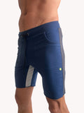 Tri-color Ultra-flex Yoga Track Short (Royal w/Charcoal & Gray)
