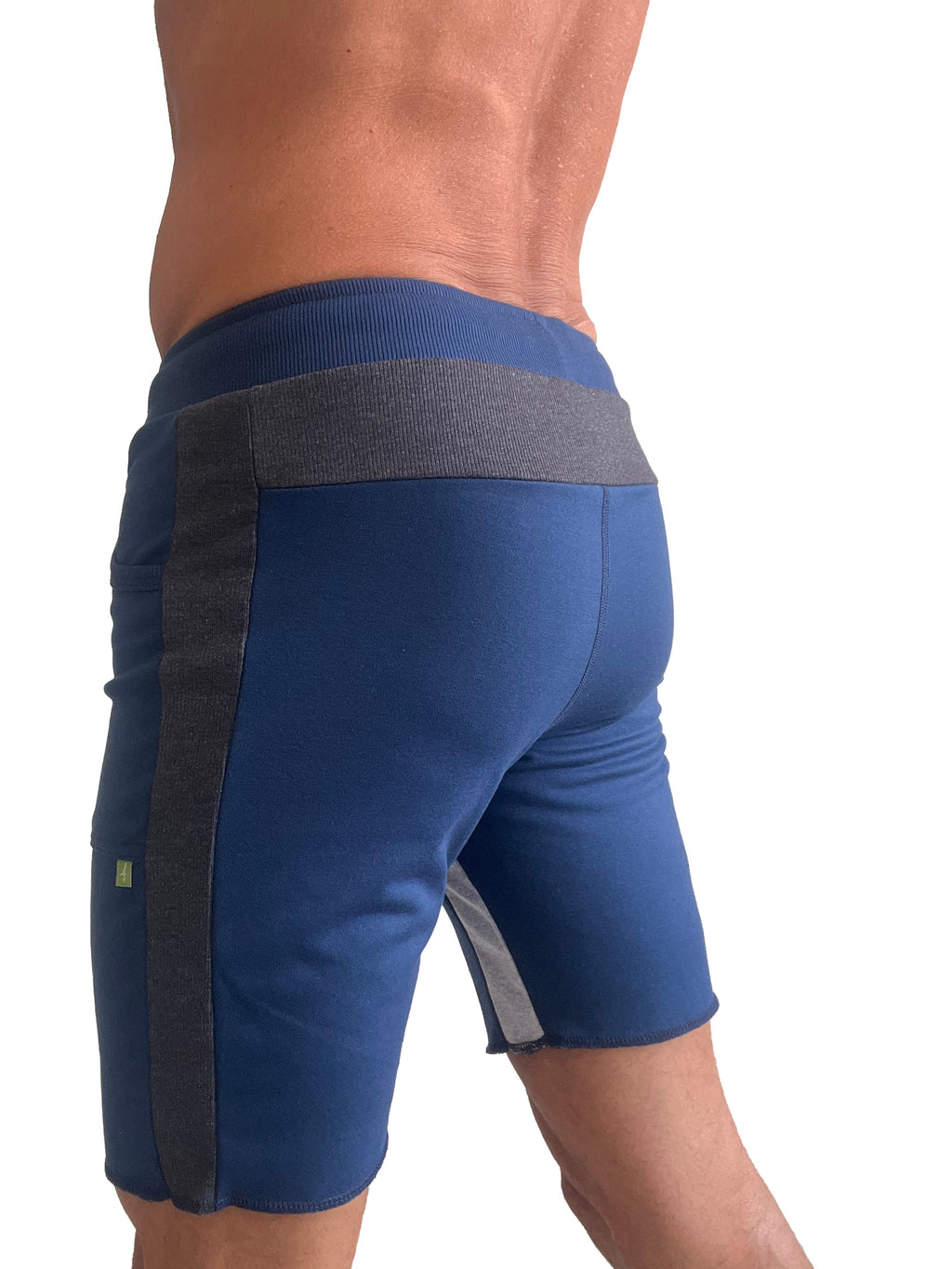 Tri-color Ultra-flex Yoga Track Short (Royal w/Charcoal & Gray)