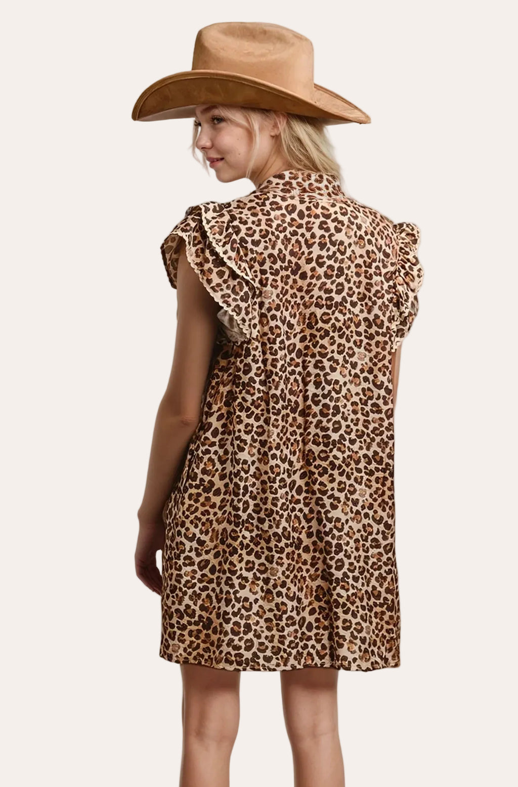 Desert Muse Leopard Ruffle Dress