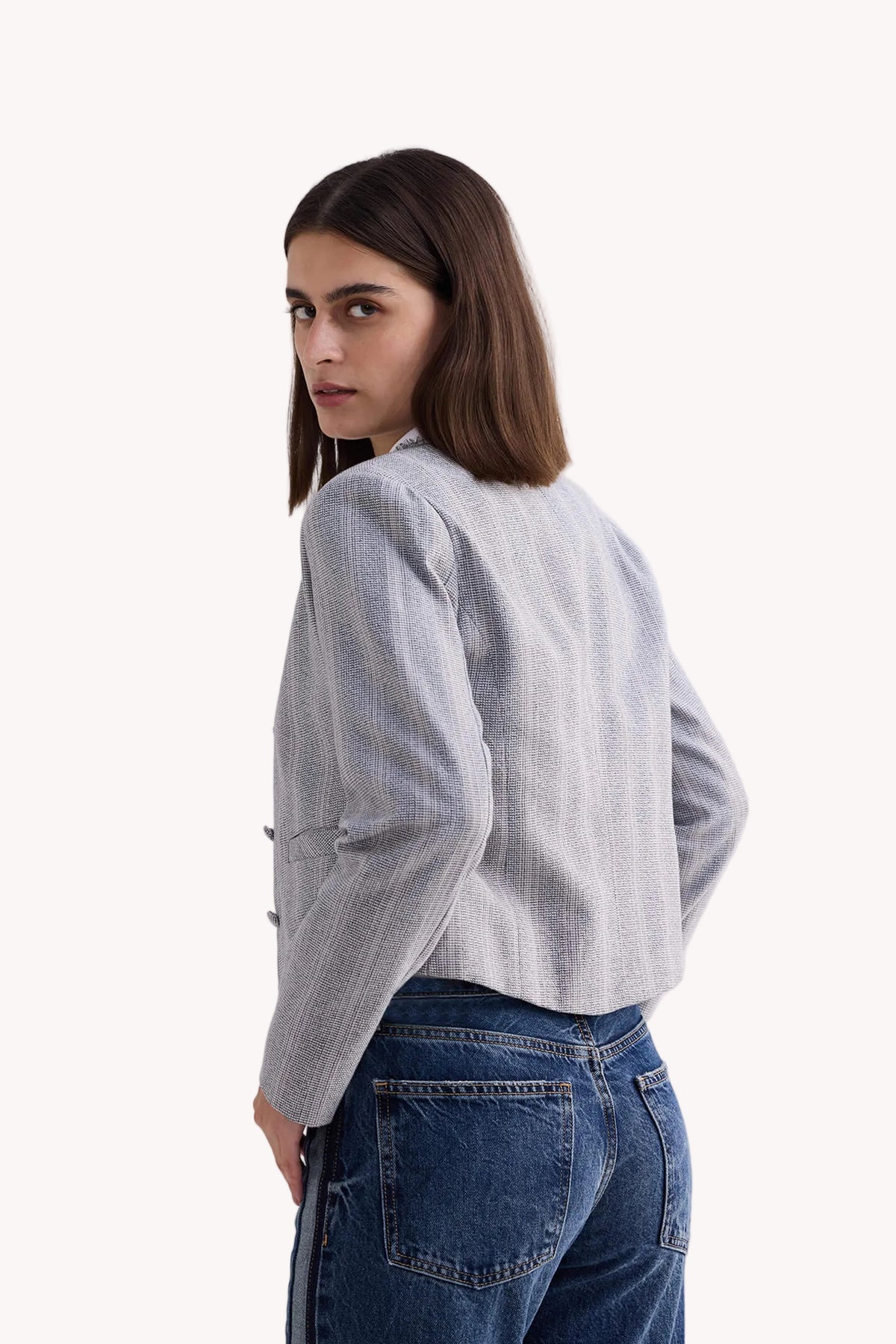 Lady Jacket in Grey Cotton Tweed