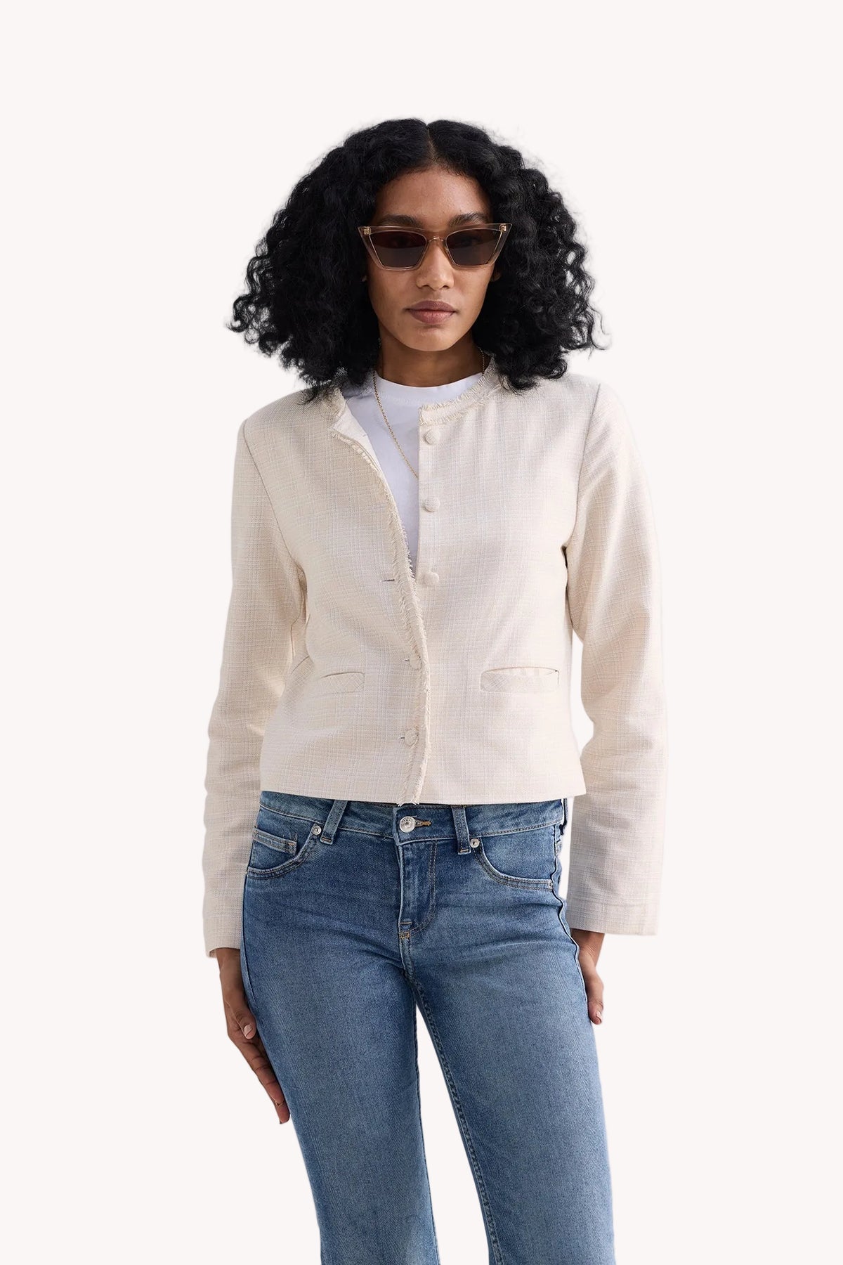 Lady Jacket in Cream Cotton Tweed