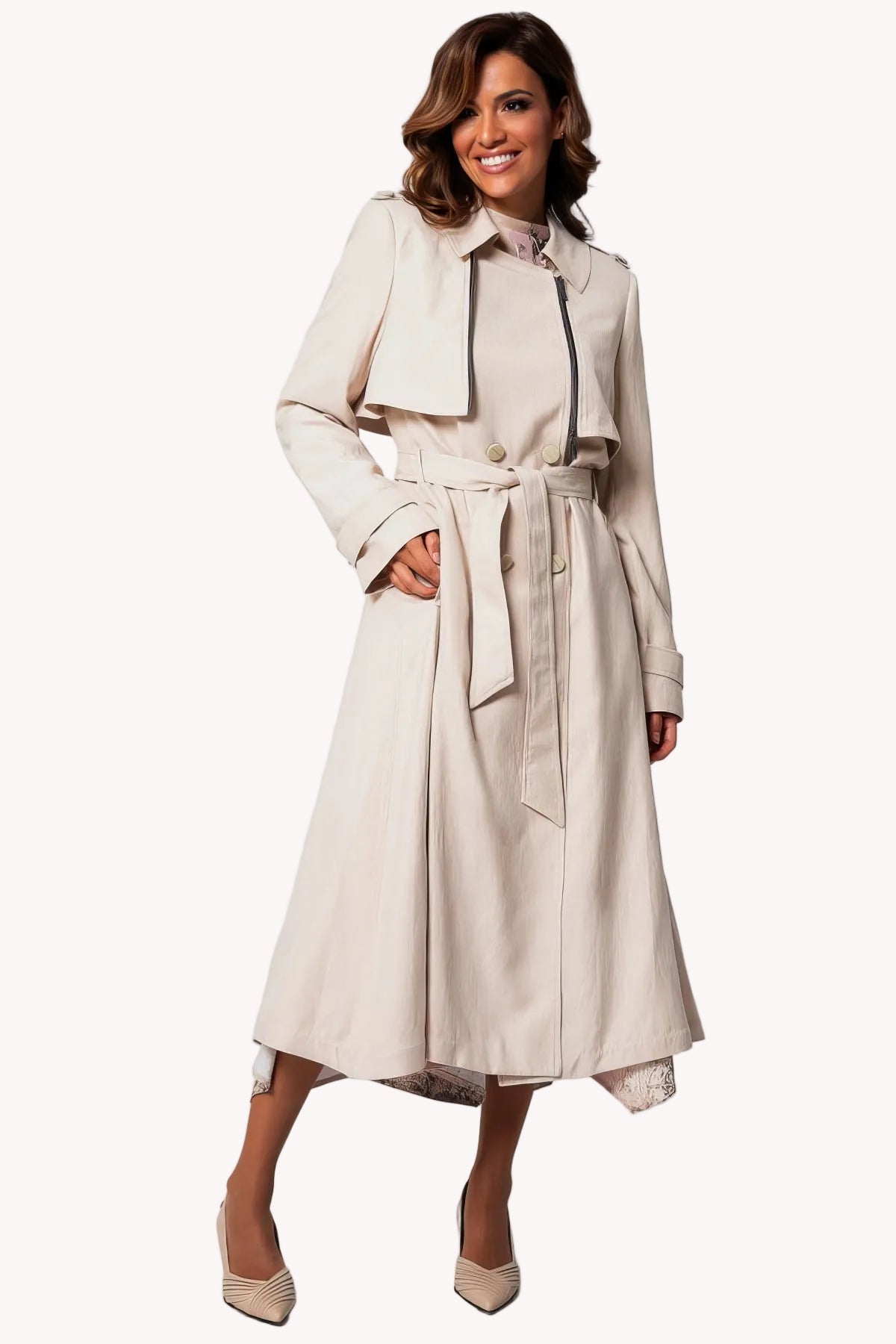 Beige Classic Long Coat, Kim