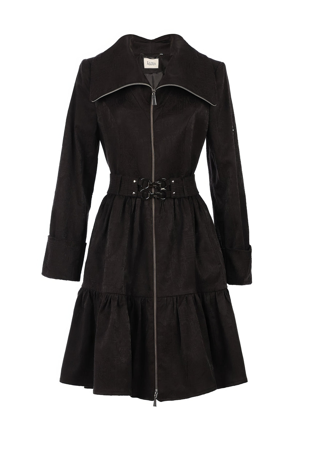 Black Cotton Short Tailored Coat, Iris