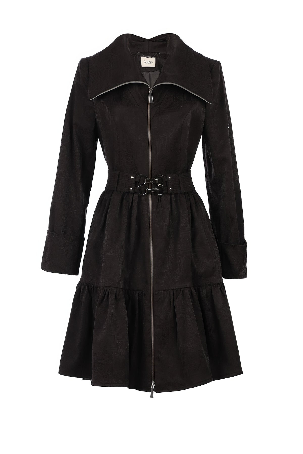 Black Cotton Short Tailored Coat, Iris