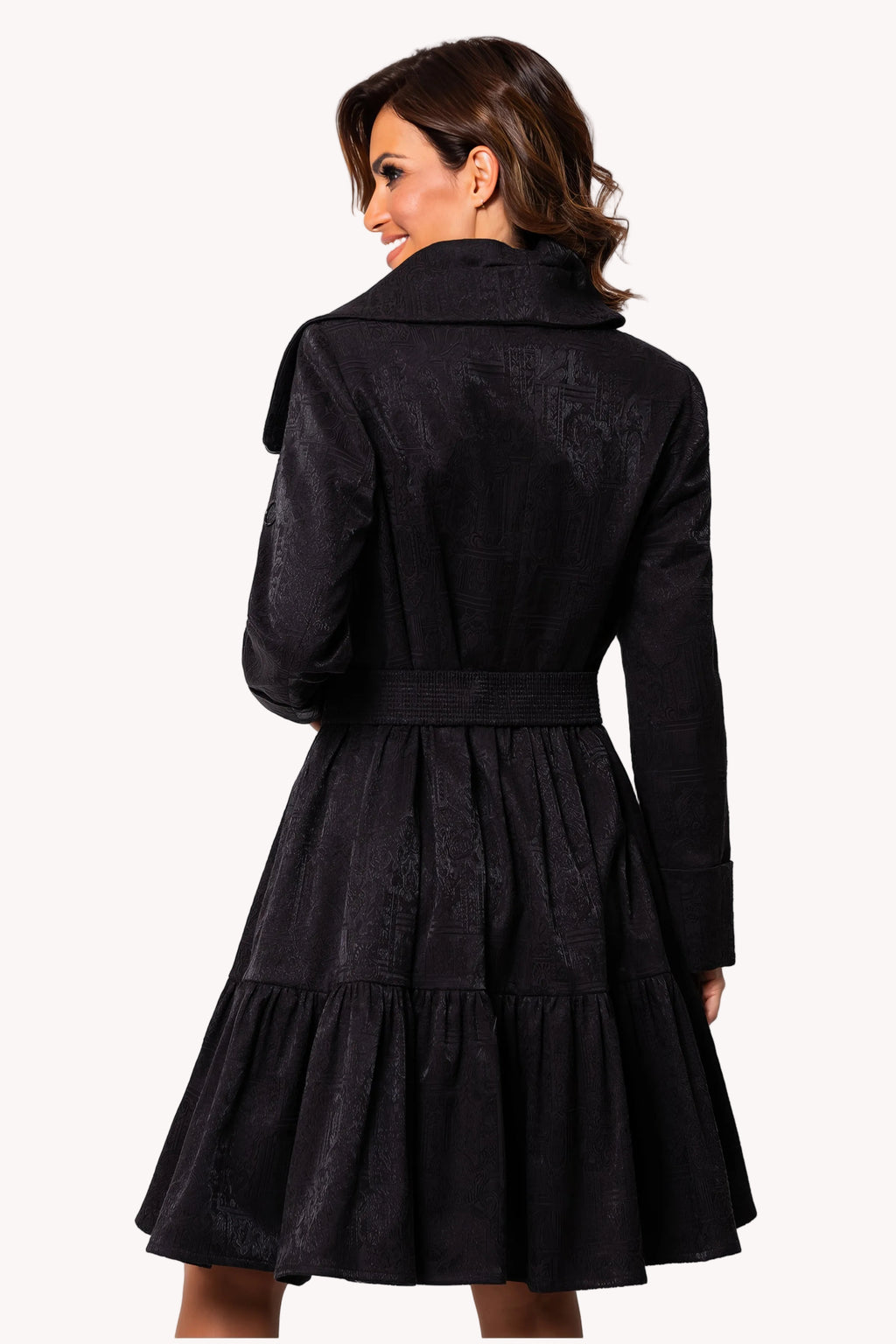 Black Cotton Short Tailored Coat, Iris