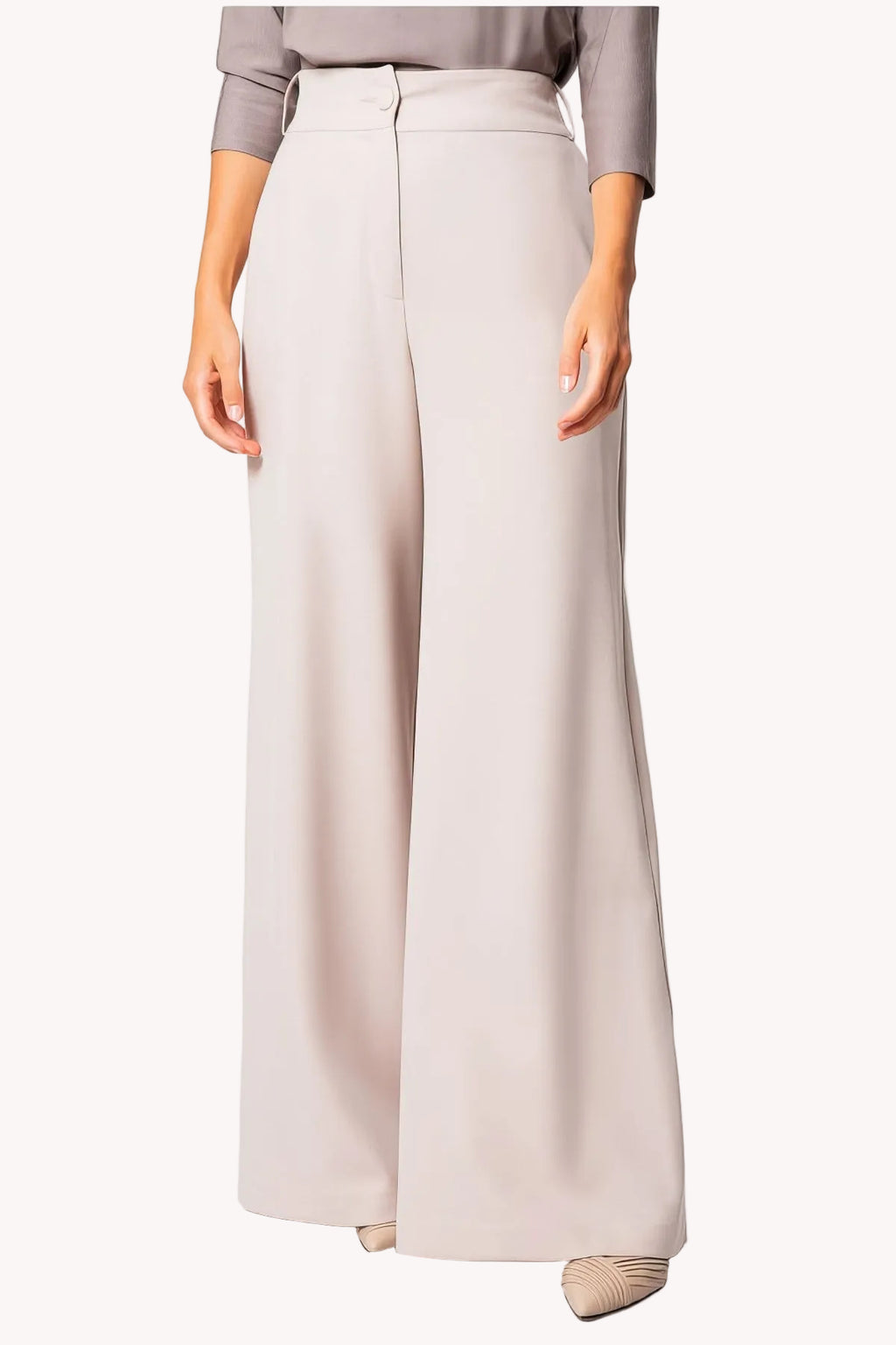 Beige Wide Leg Pants, Natasha