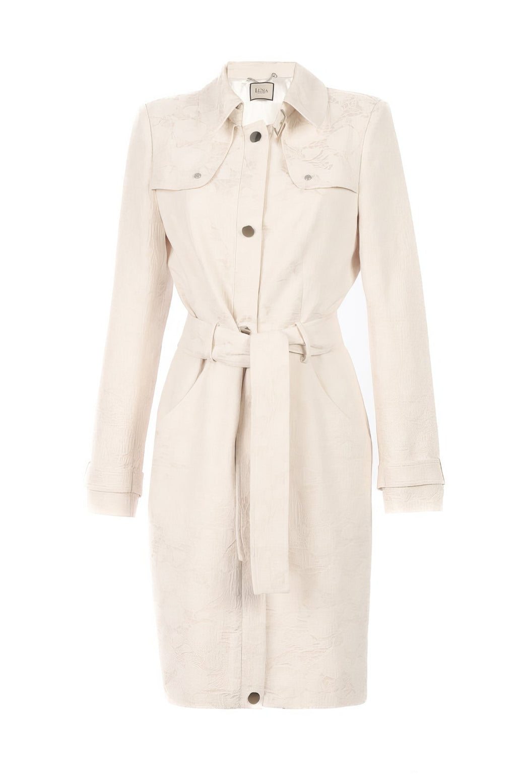 Beige Jacquard Trench Coat, Rea