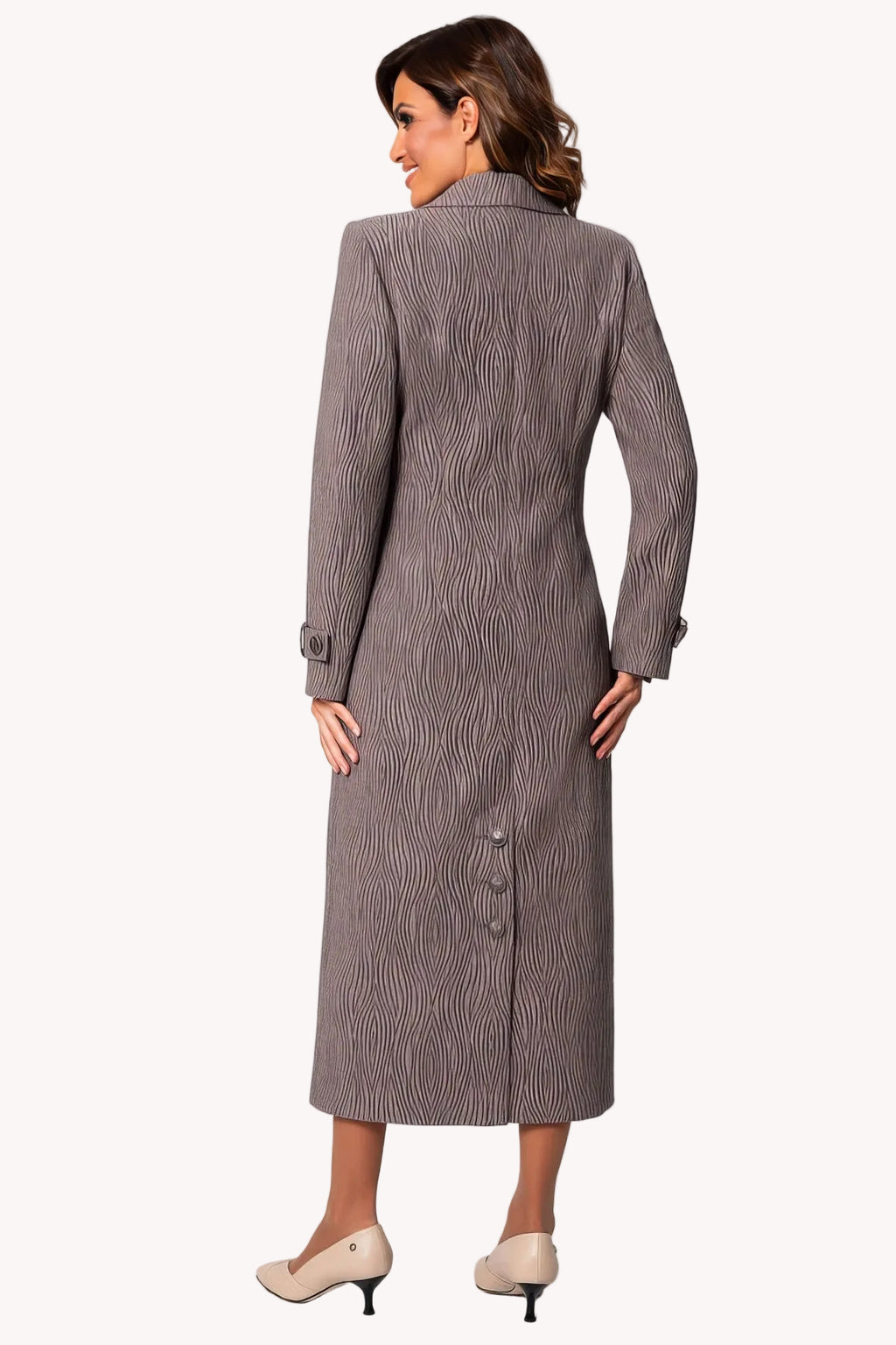 Brown Long Textured Coat, Isidora
