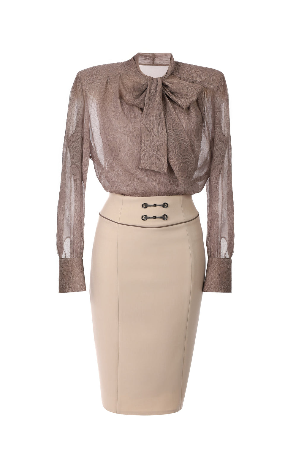 Beige Bow Detail Dress, Natasha