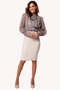 Beige Bow Detail Dress, Natasha