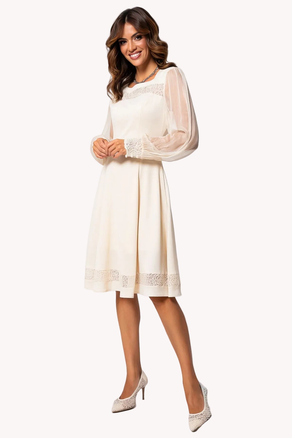 Ivory Lace A-Line Dress, Jody