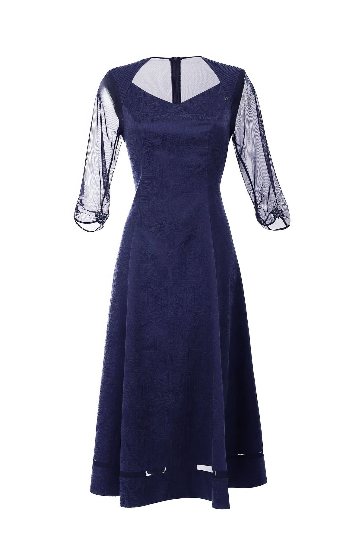 Navy Jacquard Midi Dress, Lucy