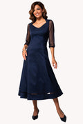 Navy Jacquard Midi Dress, Lucy