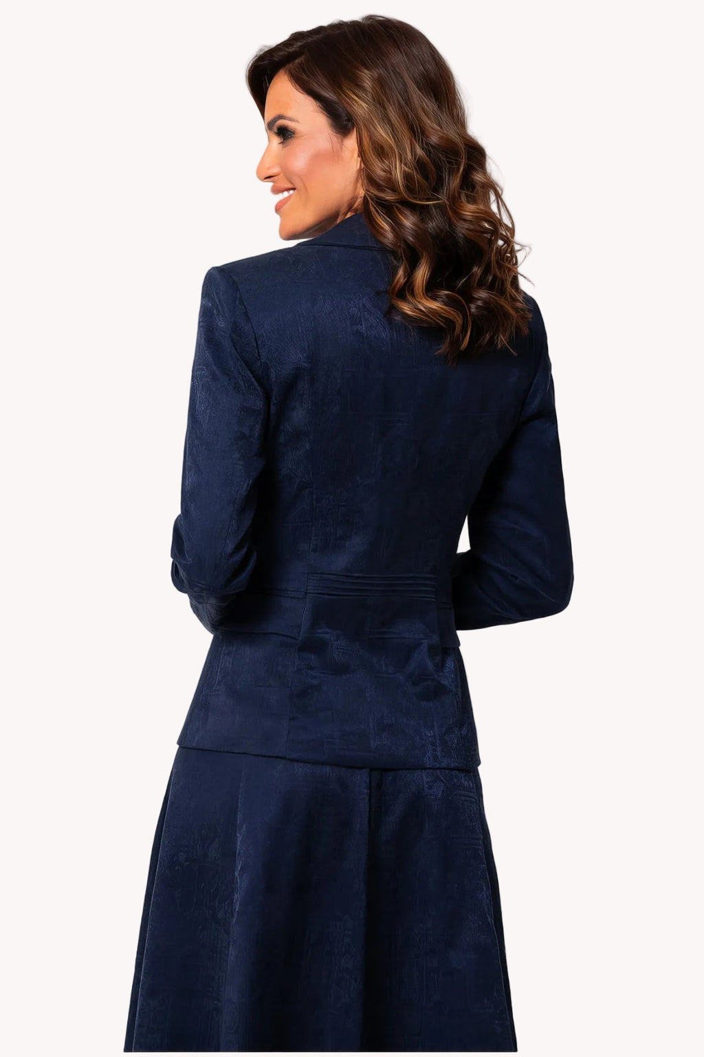 Navy Tailored Jacquard Blazer, Lucy