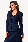 Navy Tailored Jacquard Blazer, Lucy
