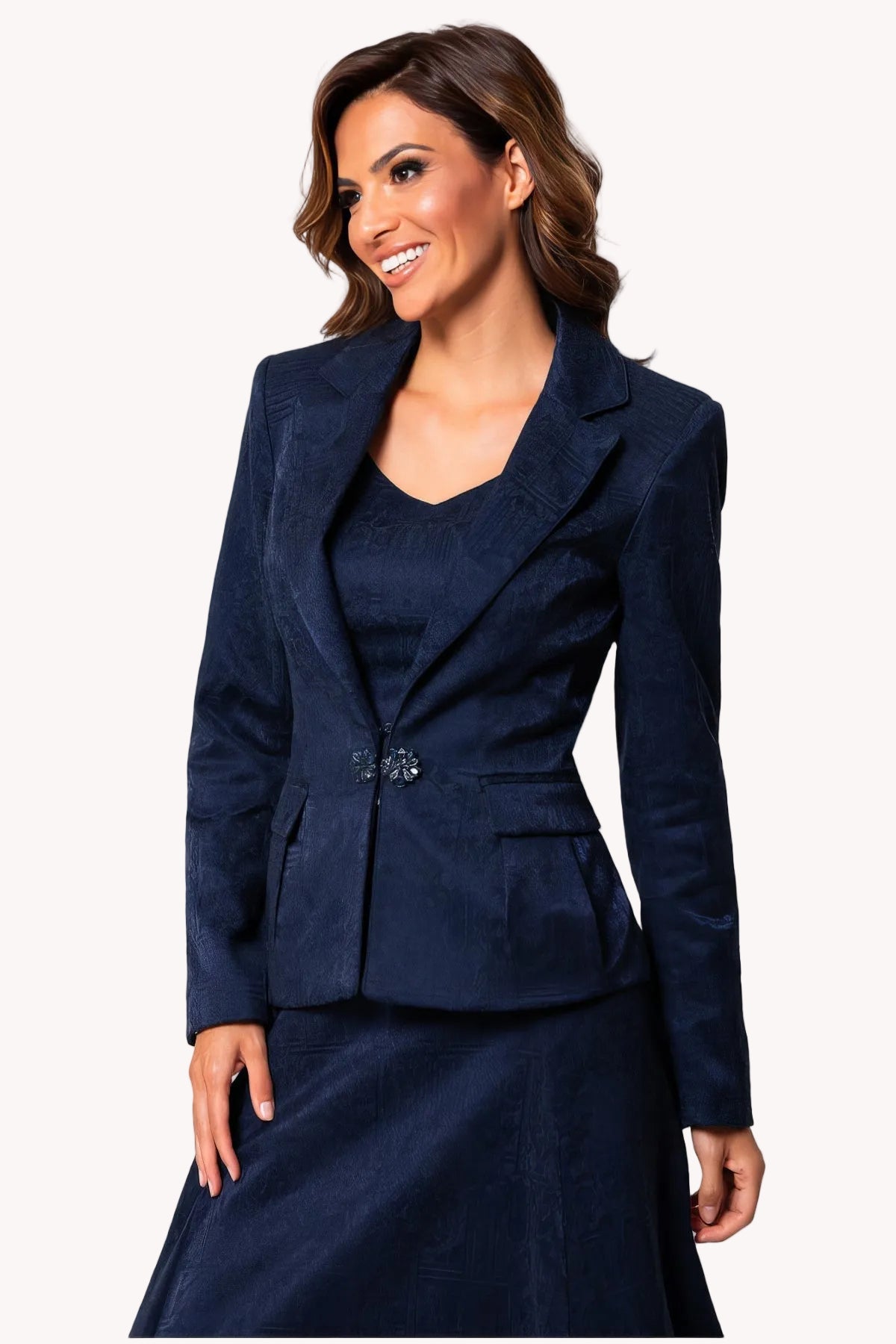 Navy Tailored Jacquard Blazer, Lucy