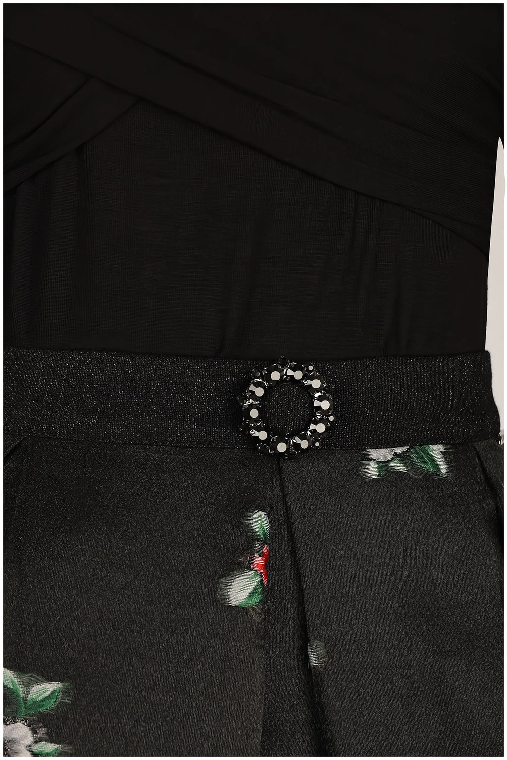Black Embroidered Midi Skirt, Regina