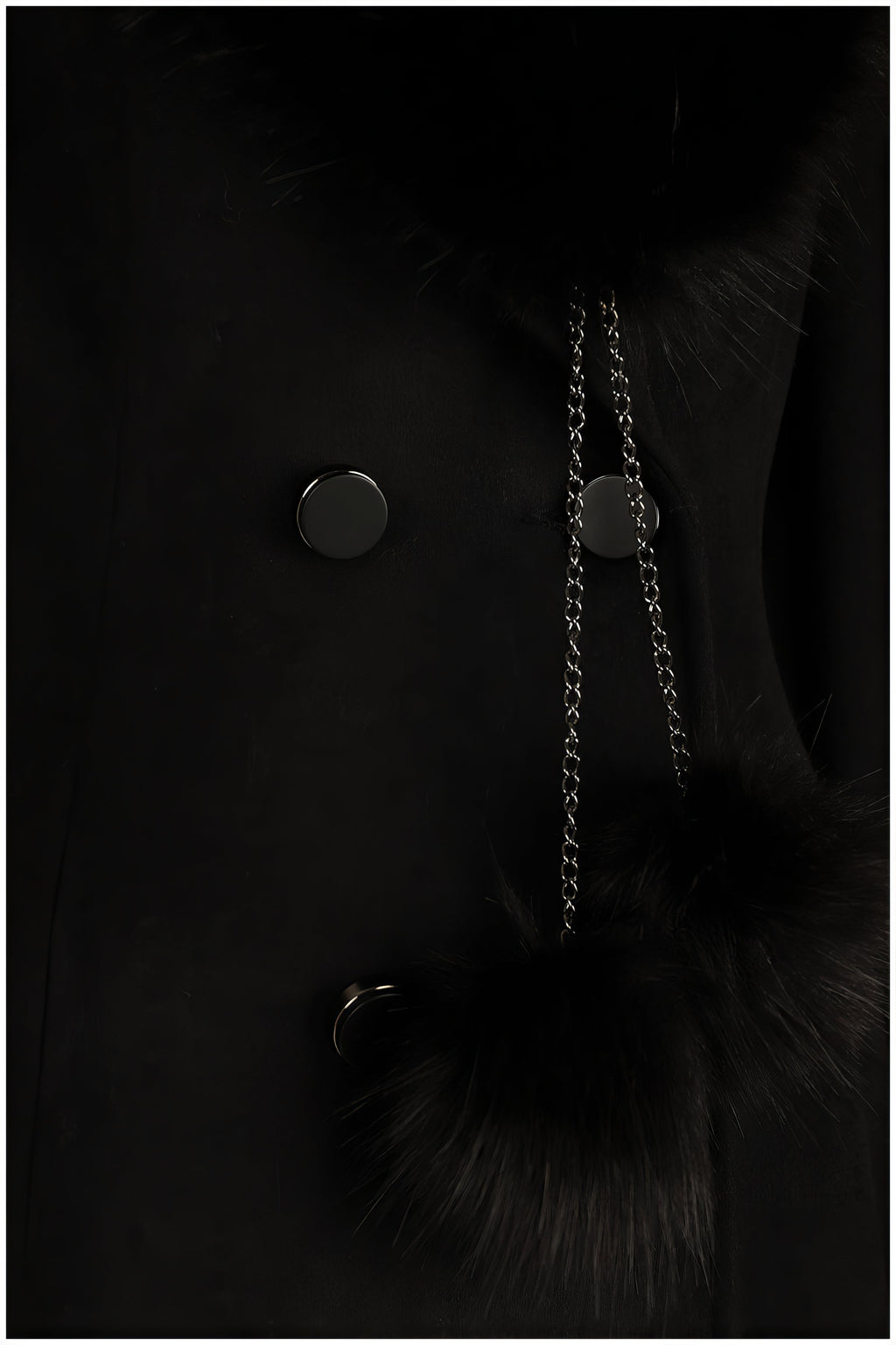 Black Wool Coat with Fur Collar, Lucy