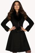 Black Wool Coat with Fur Collar, Lucy