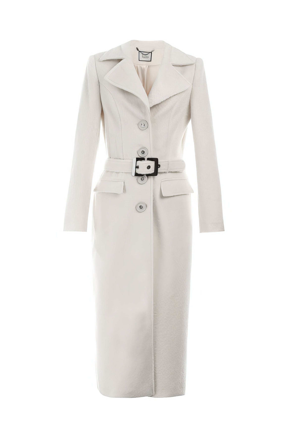 Ivory Belted Midi Coat, Linea