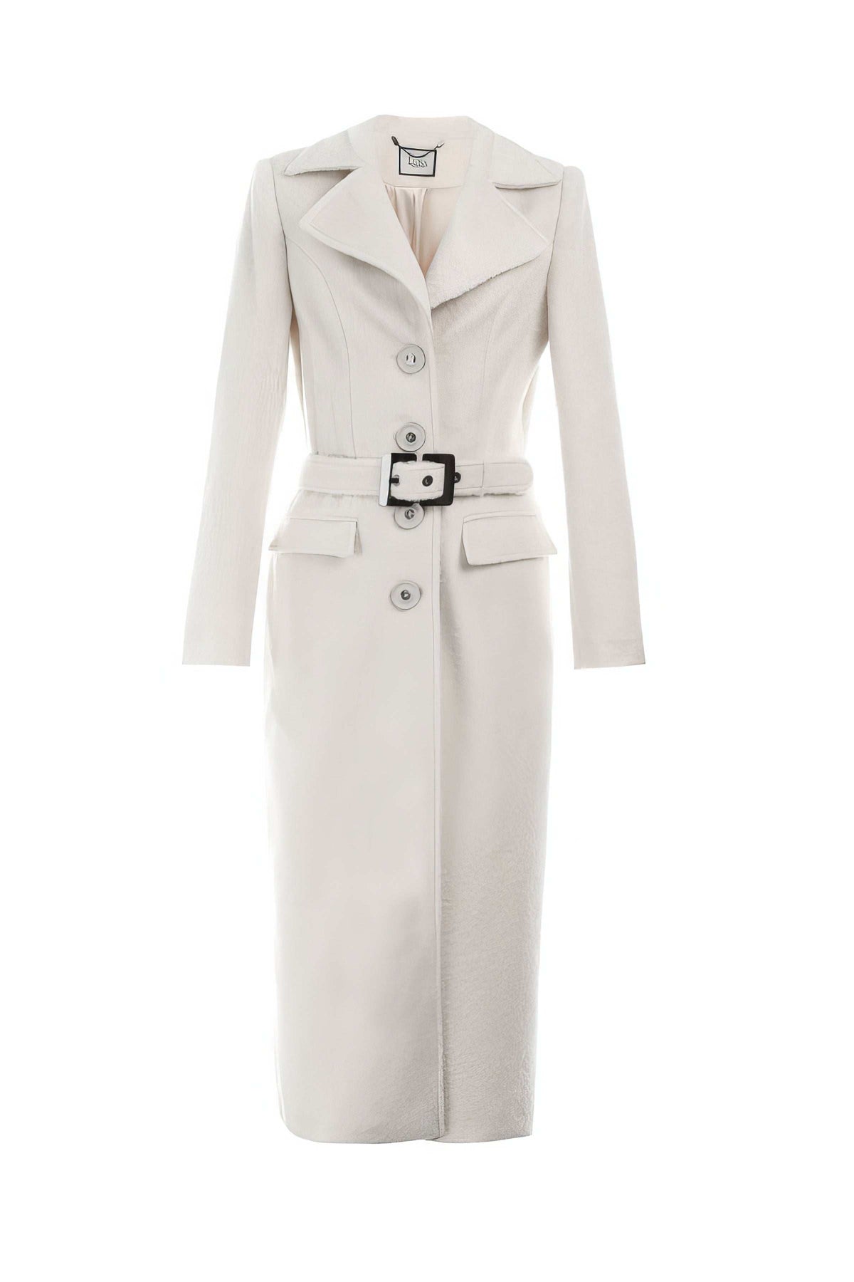 Ivory Belted Midi Coat, Linea
