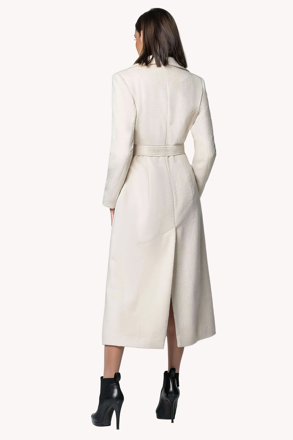 Ivory Belted Midi Coat, Linea