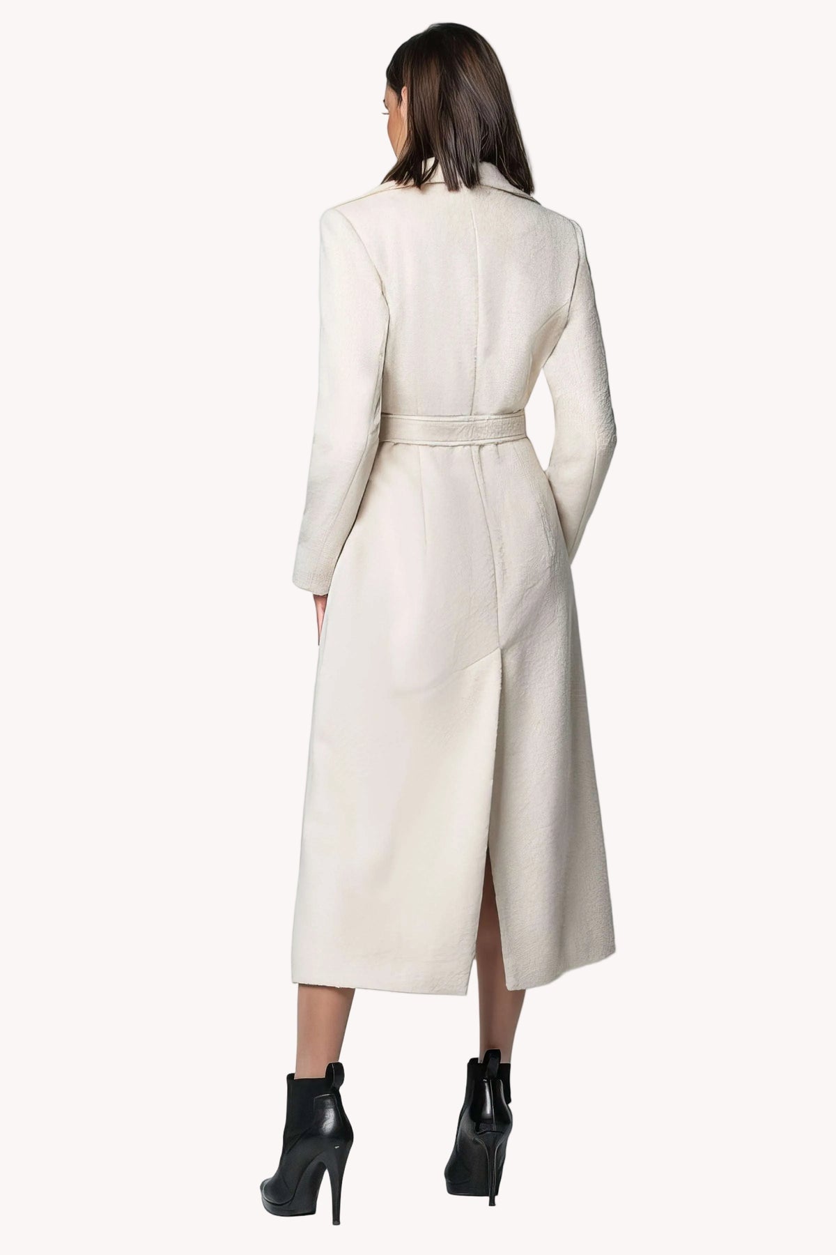 Ivory Belted Midi Coat, Linea