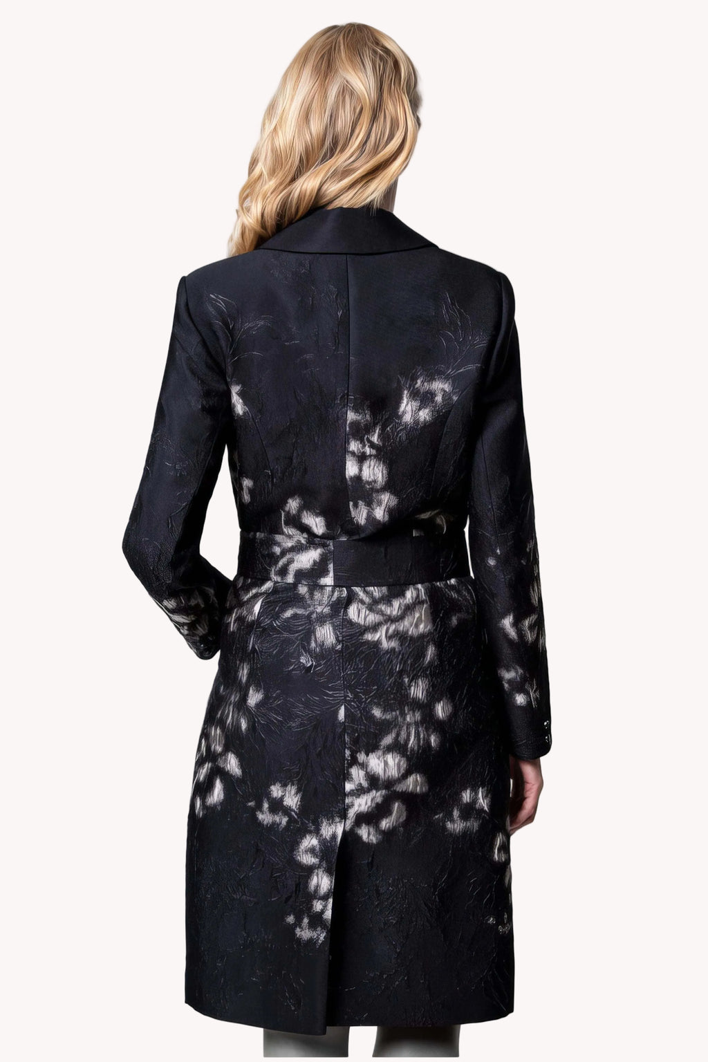 Silver Floral Jacquard Light Coat, Emma