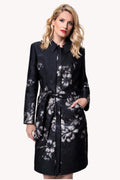 Silver Floral Jacquard Light Coat, Emma