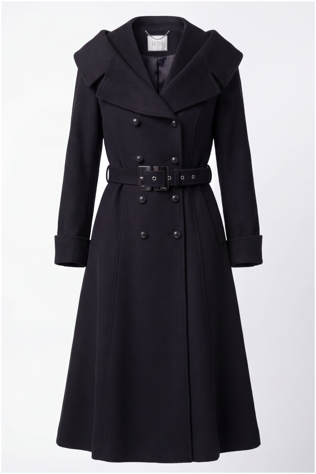 Black Wool Wrap Coat, Nicole