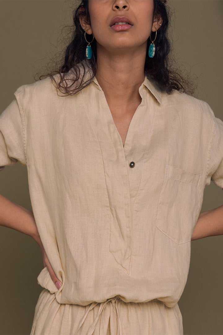 Meet me by the Cliff Dress in Neutral Beige
