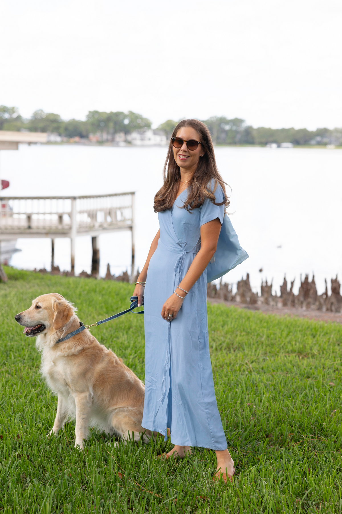 Maxi Wrap Dress in Light Blue