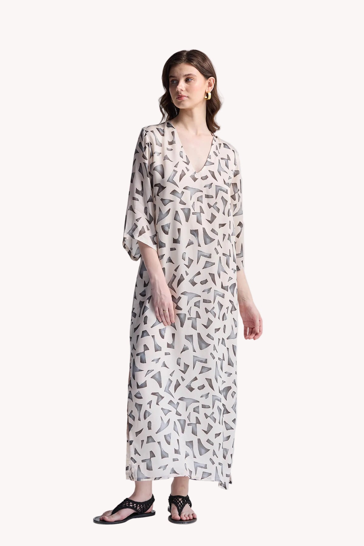 Maxi Dress with Side Slits in Mosaic