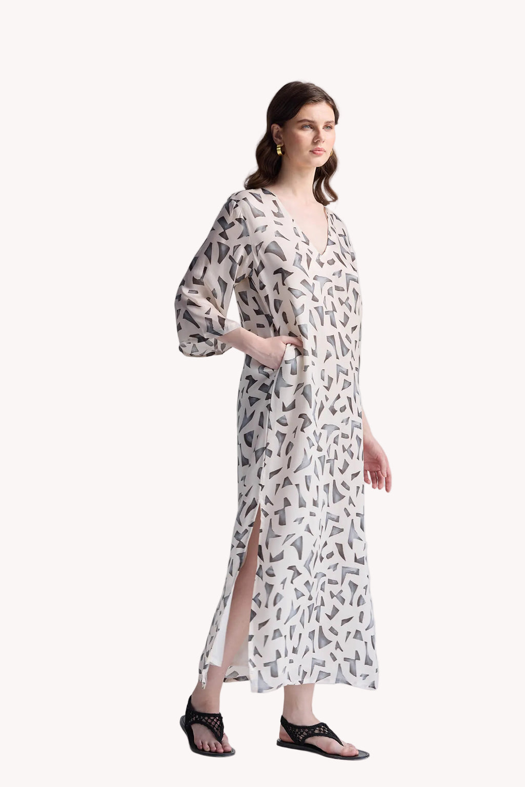Maxi Dress with Side Slits in Mosaic