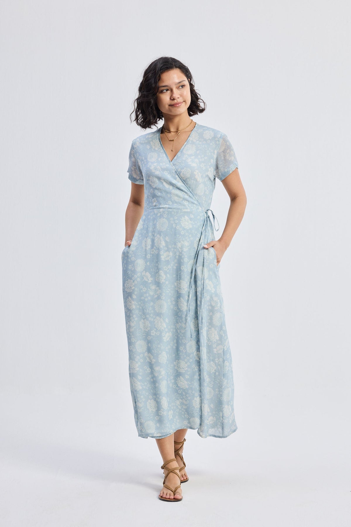 Maxi Wrap Dress in Florals