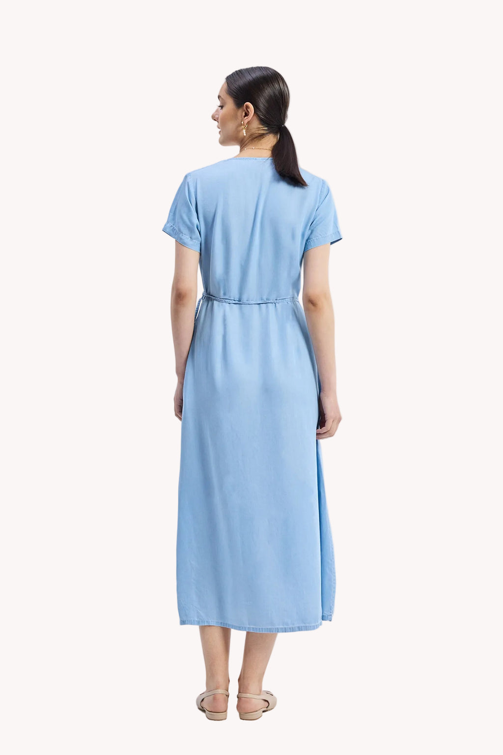 Maxi Wrap Dress in Light Blue