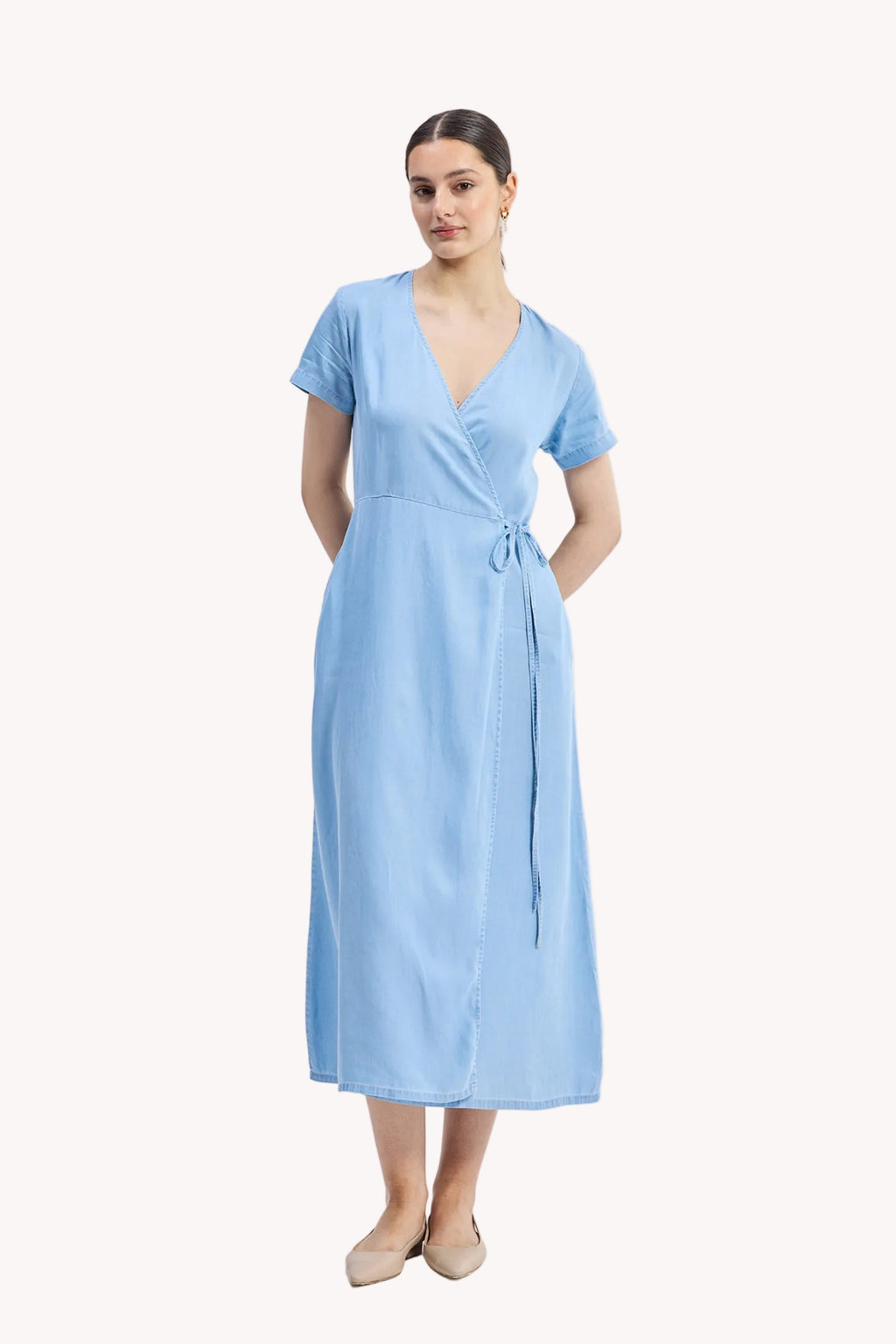 Maxi Wrap Dress in Light Blue
