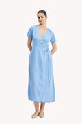 Maxi Wrap Dress in Light Blue