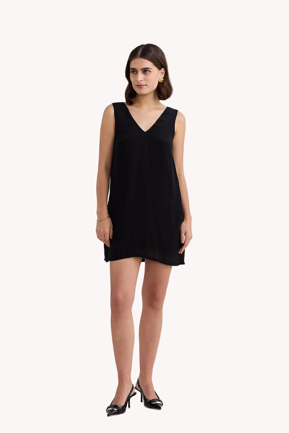 Midnight Muse V-neck Short Dress in Black
